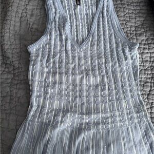 White House Black Market Blue Textured Knit Top